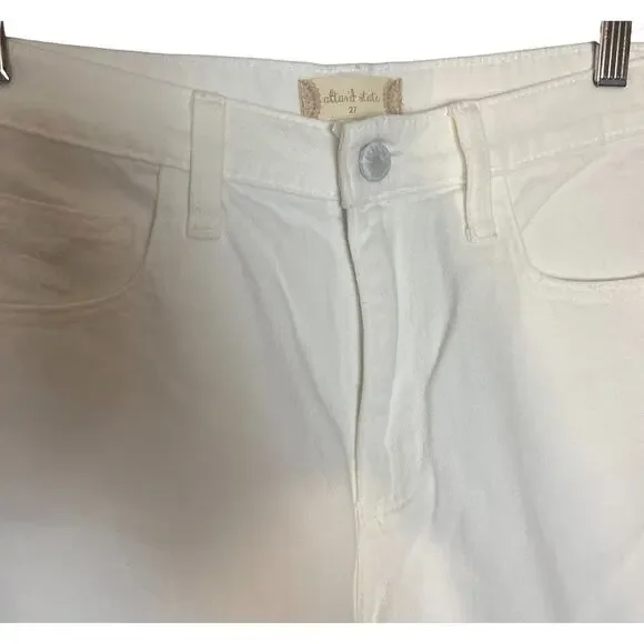NWT Altar’d State White Straight Leg High Waisted Distressed Jeans Size 5 / 27 - Picture 2 of 9